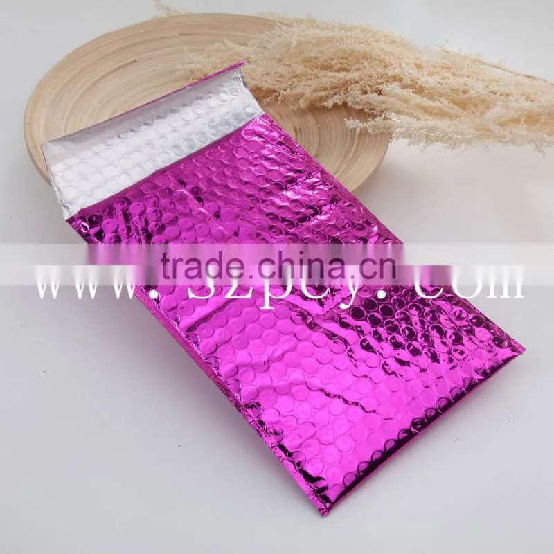 colorful aluminum foil bubble bag/metallic bubble mailers envelope