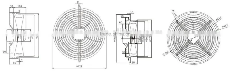 350 mm electric fan motor construction for heat pump