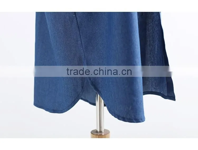 Washed Denim Shirt Dress Loose Large Size Long Sleeve Women New Autumn