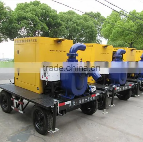 large irrigation pump driven by diesel engine with trailer