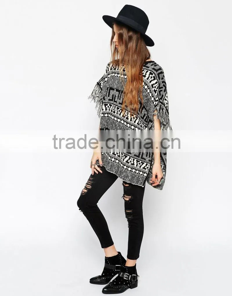 2015 high latest fashion design Wool shawl with fringes