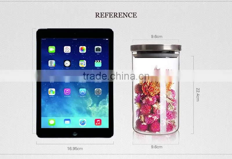 Wholesale handmade glassware high borosilicate clear glass cookie jar 1200ml N6047