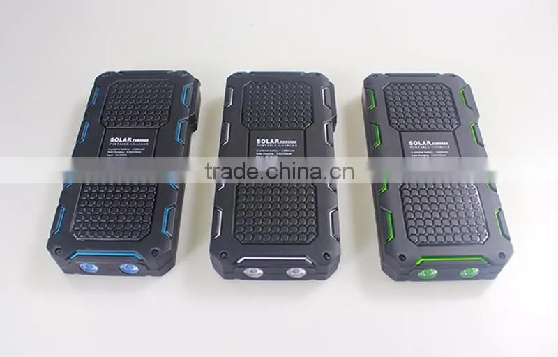 Waterproof 15000mah universal solar power bank cell phone charger 5v 2a for laptop