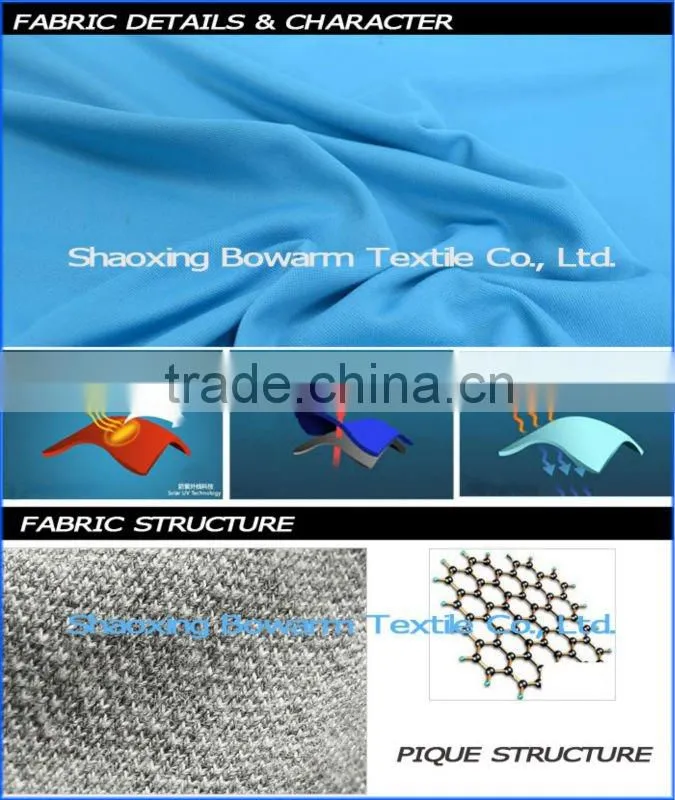 100% Polyester Pique Dyed knitted Fabric for T-shirt