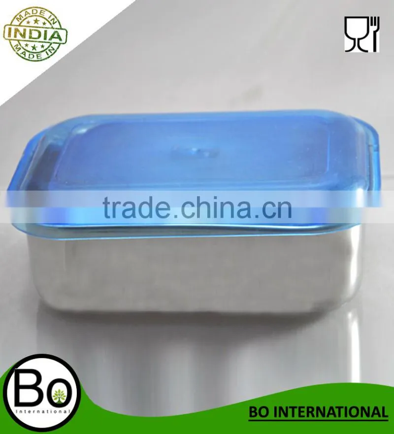 Stainless Steel Tiffin Box With Plastic Lid Blue Cap