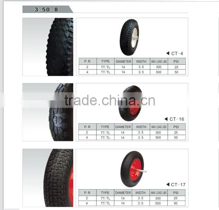 350-8 pneumatic tubless hand truck wheel
