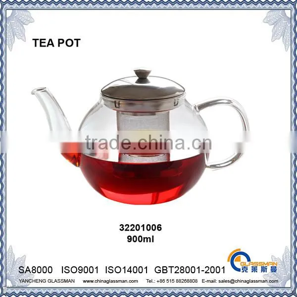 clear borosilicate glass tea pot TP1006