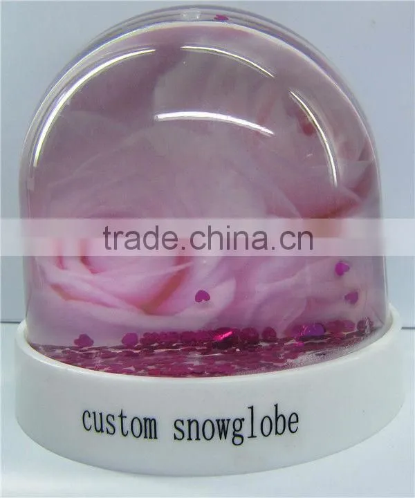 Plastic love flower photo holder snow globes
