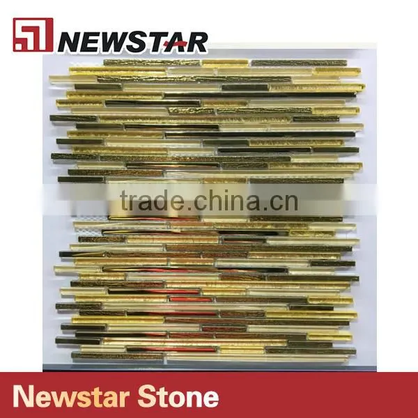 Newstar Coloured Gold Color Glass Mosaic Tile Art Backsplash For Kitchen