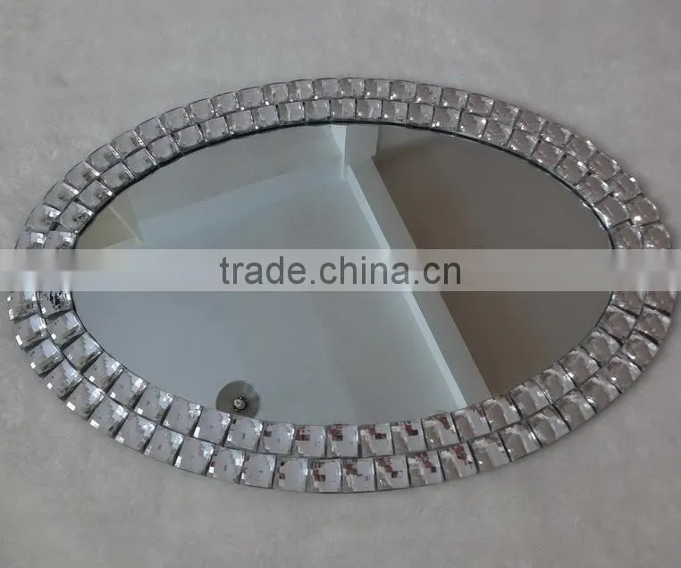 frameless round acrylic beaded wall mirror for home decoration