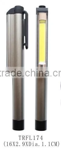 Aluminum pen shape cob led flashlight with magnet