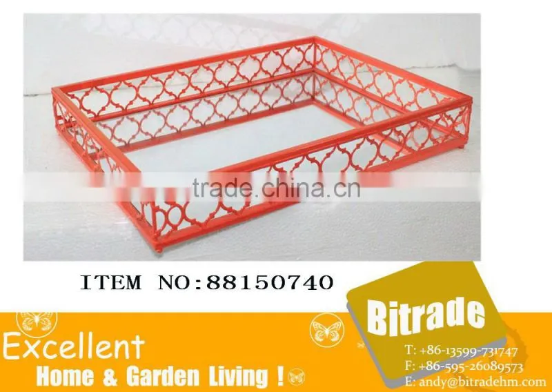 Metal mirror serving tray