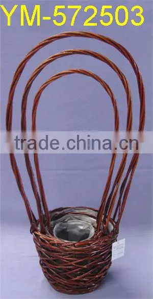 New Design Handmade Willow Flower Basket With Handle ,Good quality