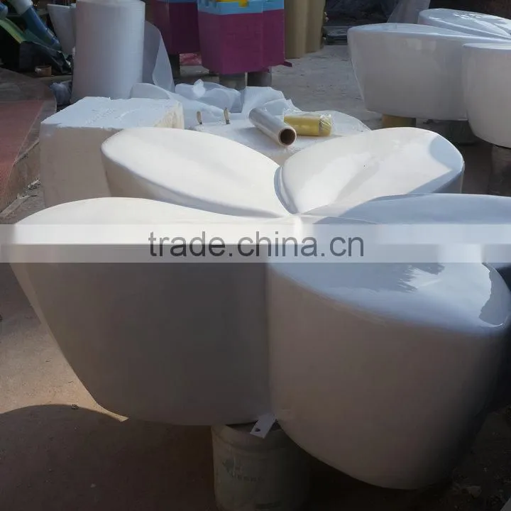 White fiberglass leisure flower stool