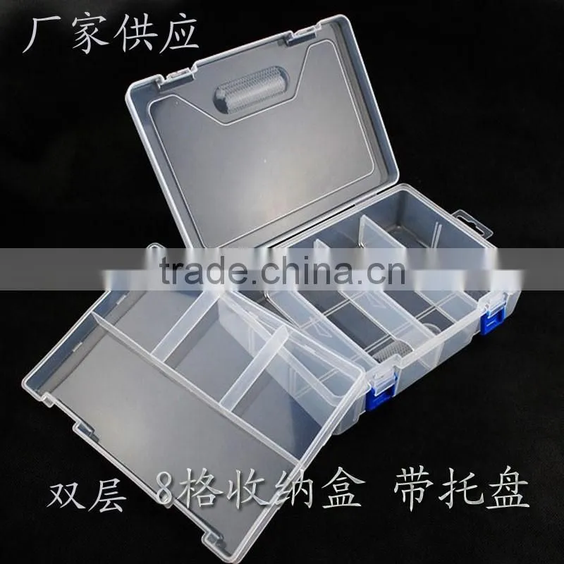 2-layer Plastic Adjustable Compartments metal aglet Tool Bin Storage Box