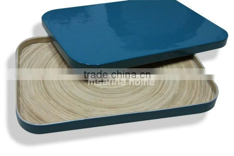 Square colored lacquer bamboo serving tray