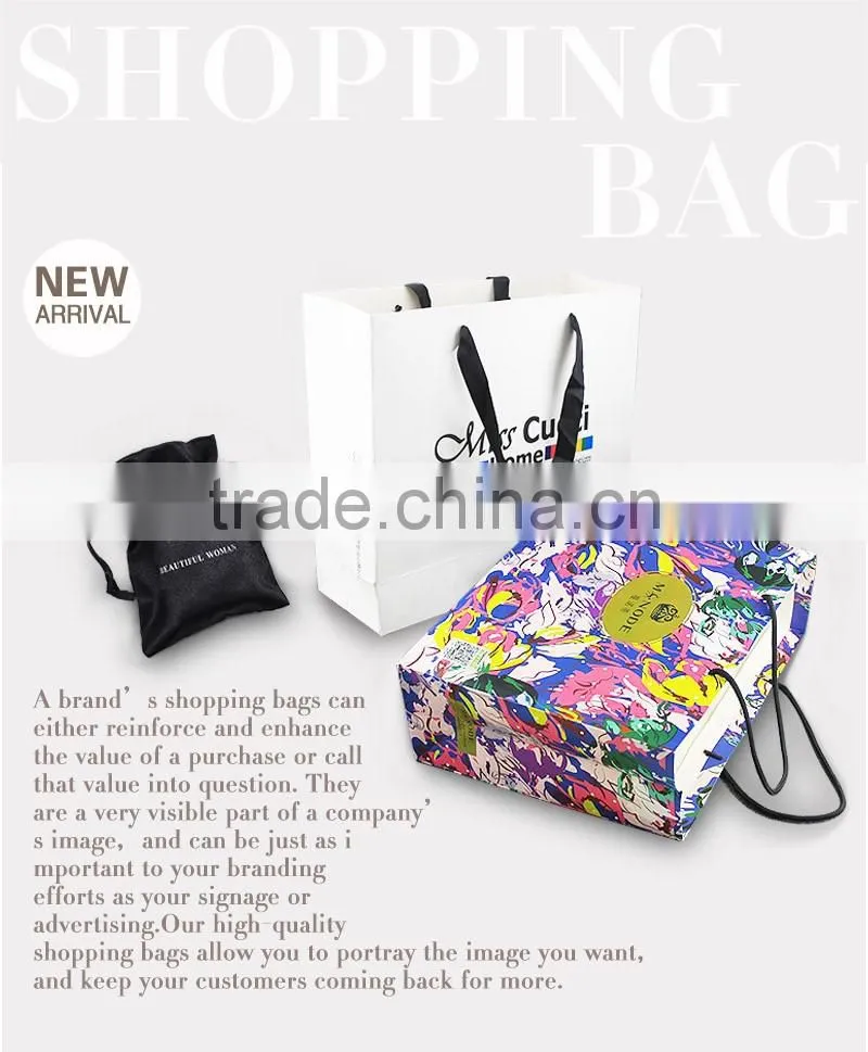 Custom Printed Paper Shopping Bag With Paper Handle