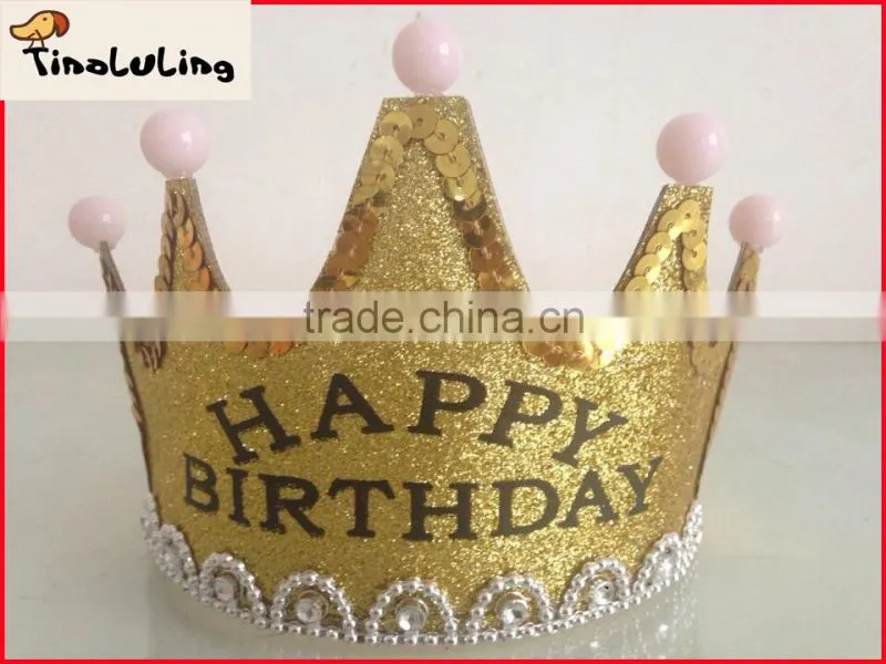 2014 new happy birthday child hair ornaments crown hair accessory with light