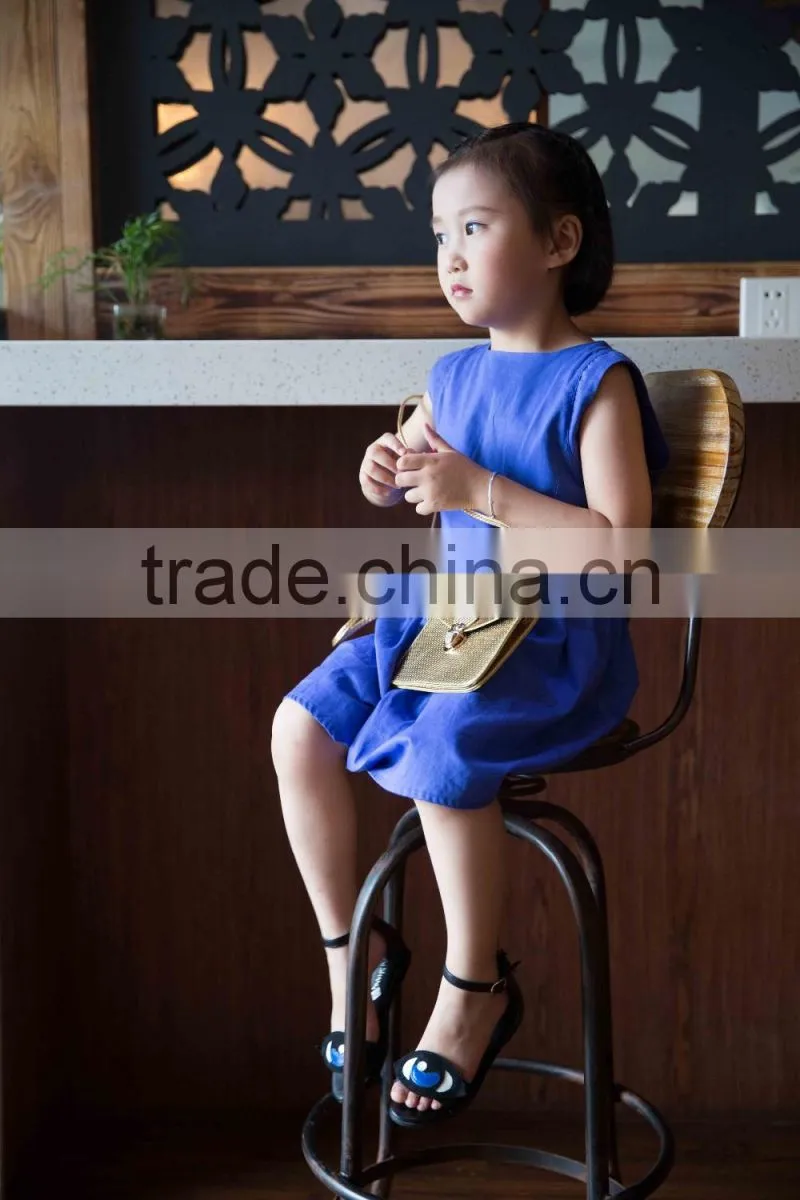 COOL KID ZONE 2016 sleeveless modern cotton linen breathable children summer girls linen dress