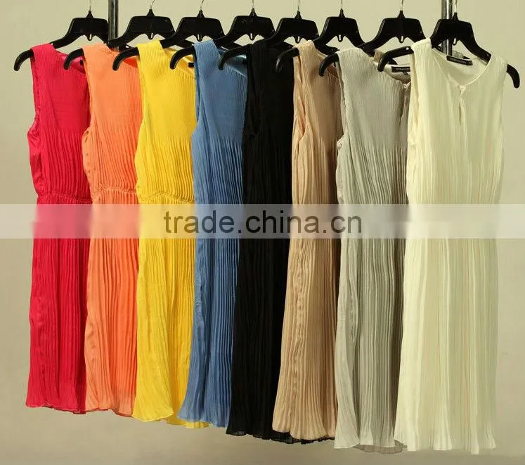 Wholesale Casual Chiffon Pleated Women Dresses