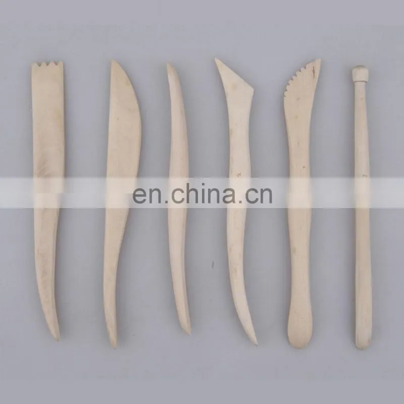simple 6pcs wooden clay tool set