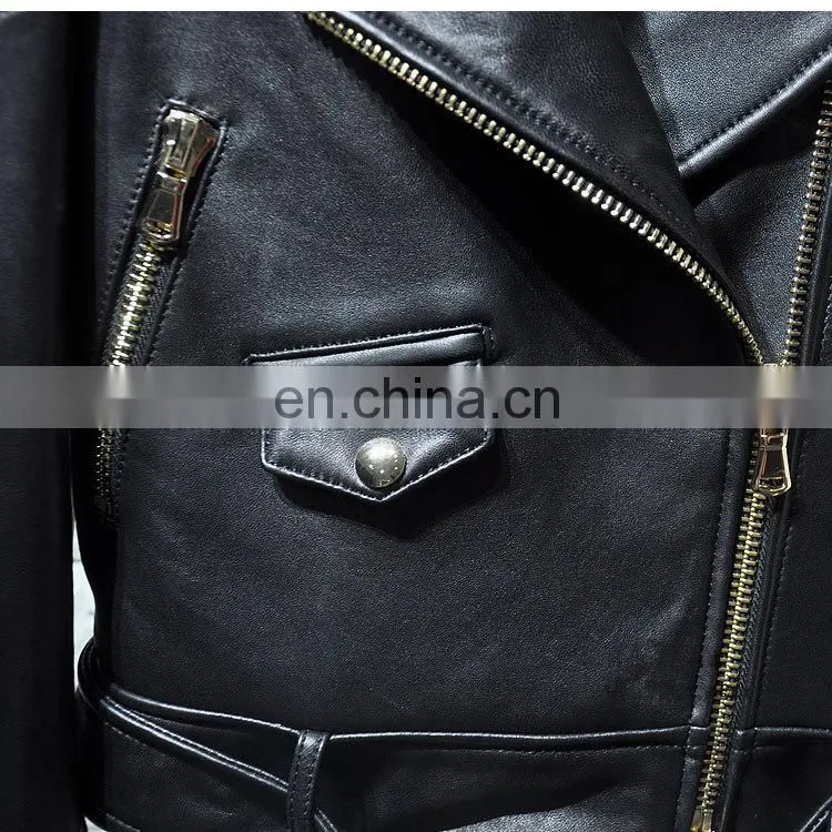 High Fashion Real Leather Jacket Woman Cheap Short Leather Spring Jackets Women