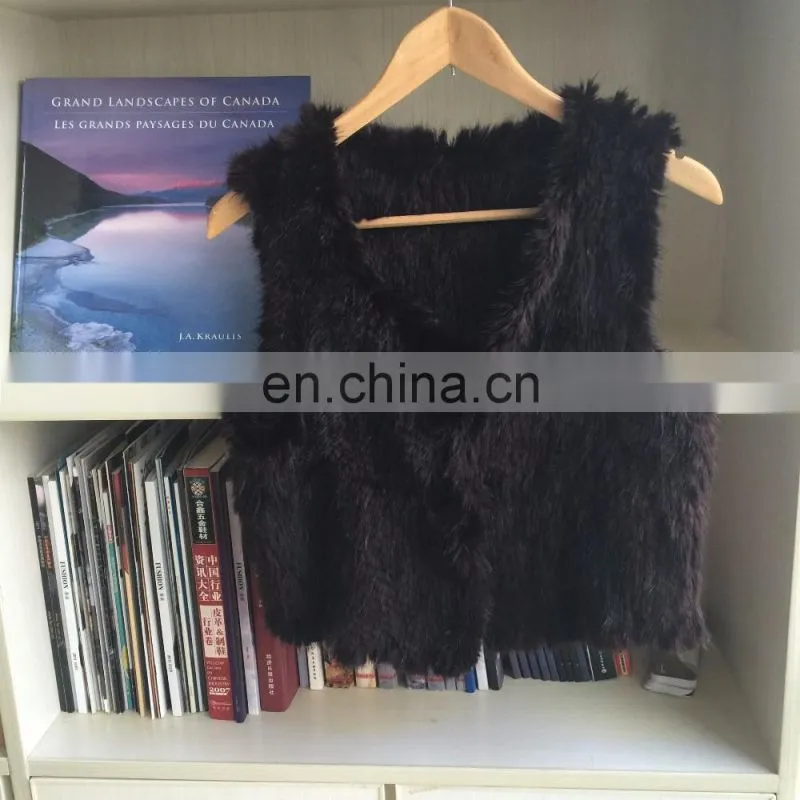 White knitted shearling beaver fur sleeveless asymmetrical vest