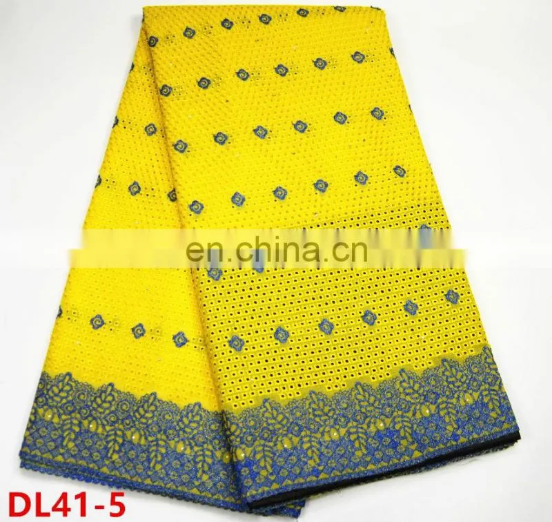 100% Cotton Fabric Purple Nigerian Dry Lace With Stones For Women
