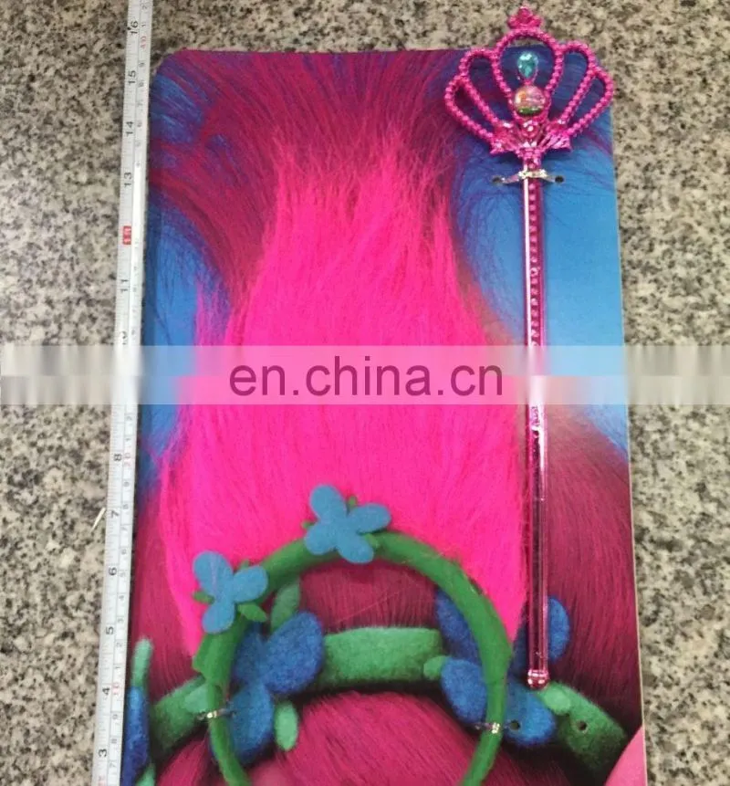 MCH-2372 wholesale 2017 new product Halloween the good luck trolls magic fairy wand black wigs headband for kids