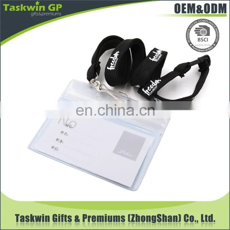 custom polyester tublar lanyards with clear badge holder, card holder