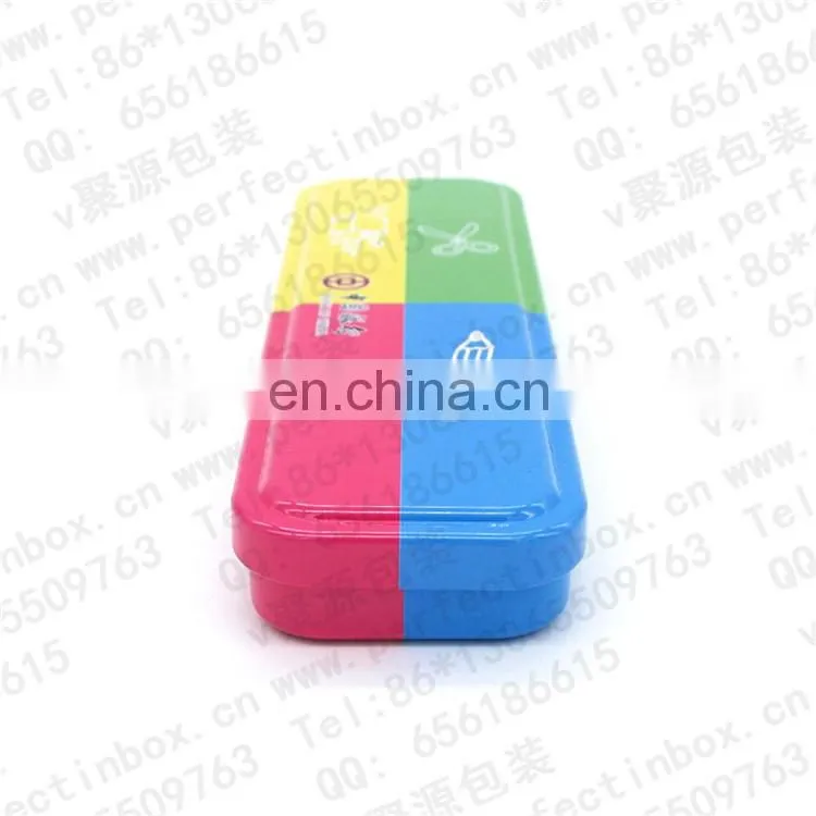 Tin pencil case with hinge for children/plastic pencil case