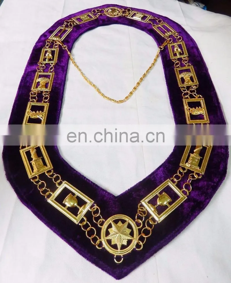 MASONIC REGALIA OES ORDER OF EASTERN STAR GOLDEN METAL CHAIN COLLAR