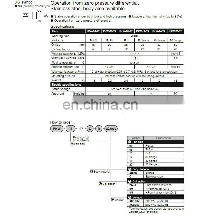 Standard CKD Brand New Style Solenoid Valve Water Solenoid Valve PVS-15A-210 Hot Selling