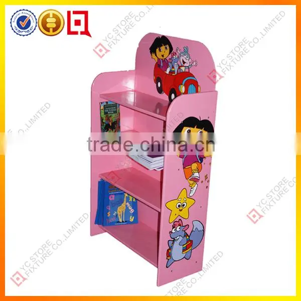 Pink printed counter top children toys rack