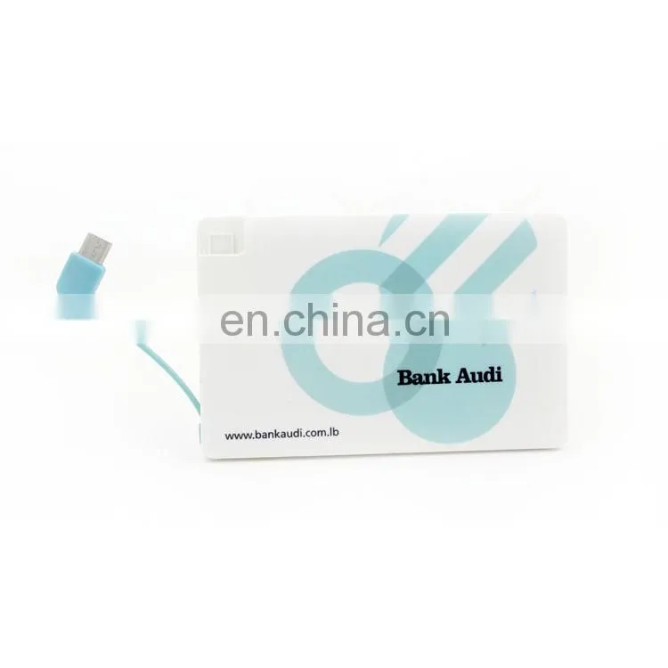 Custom logo gift rohs external portable card power bank 2600mAh