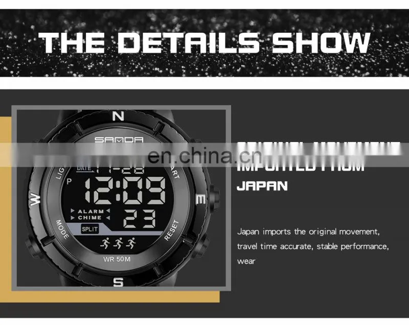 SANDA 286 High quality led display boys wristwatch luminous chronograph waterproof sport watch digital men