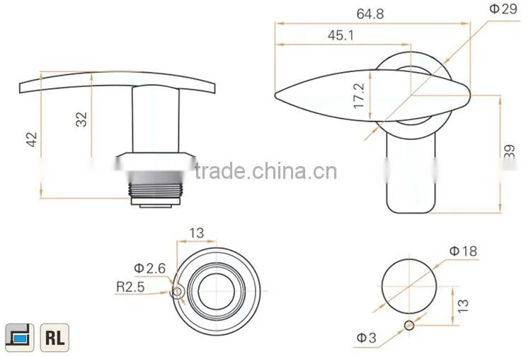 CE RoHS 2015 FEILEI MS309-1 China factory sell zinc alloy high quality cabinet L door handle lock