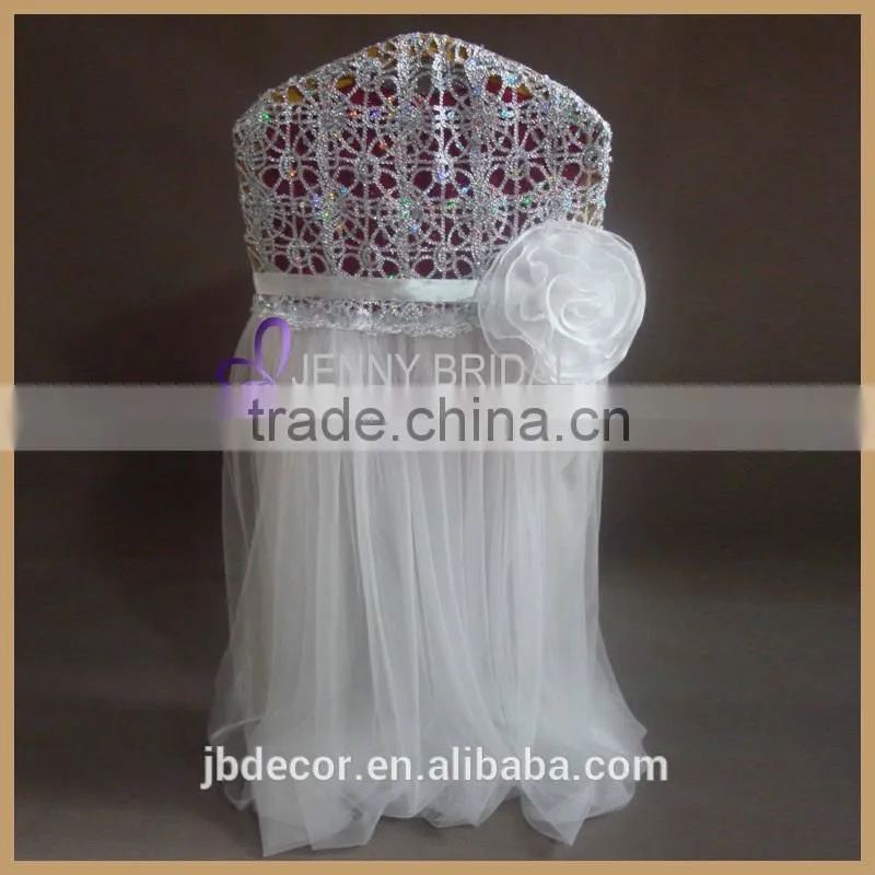 C304C Hot Pink Wedding Chair Cover Chiffon Ruffle Chair Sash