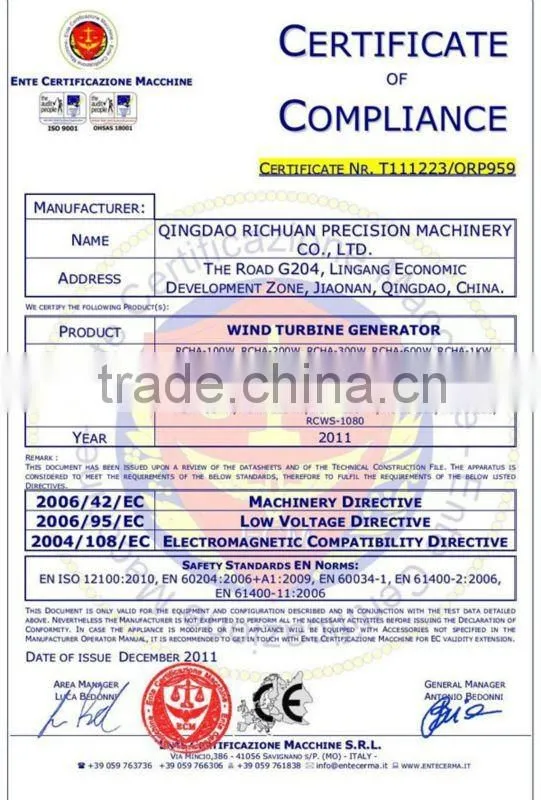 free energy wind turbine, low rmp Wind Turbine for home use, permanent magnet generator,