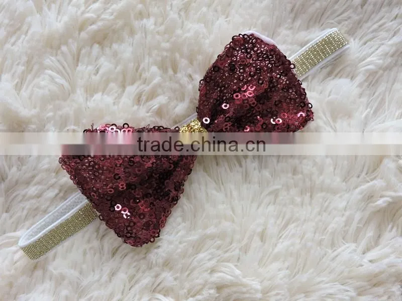 Wholesale kids headband baby girls hair accessories bow sequined headband