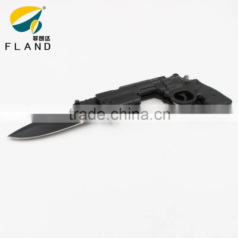 Black Oxide 3Cr13 Stainless Steel Blade machine gun shaped design Spring Assisted 8" pocket Knife