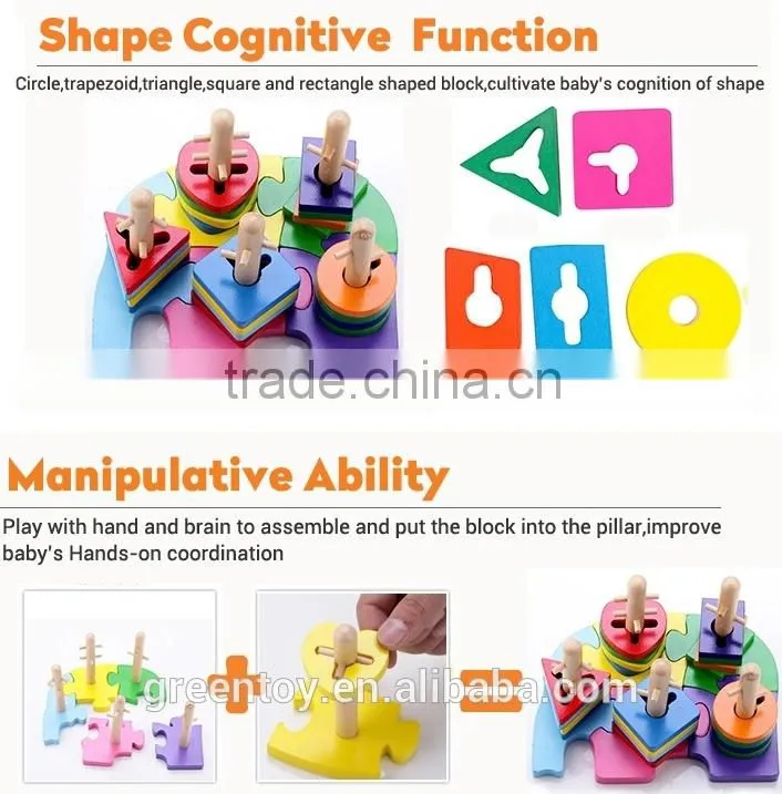 Math Shape Geometric Educational Wooden Block Set