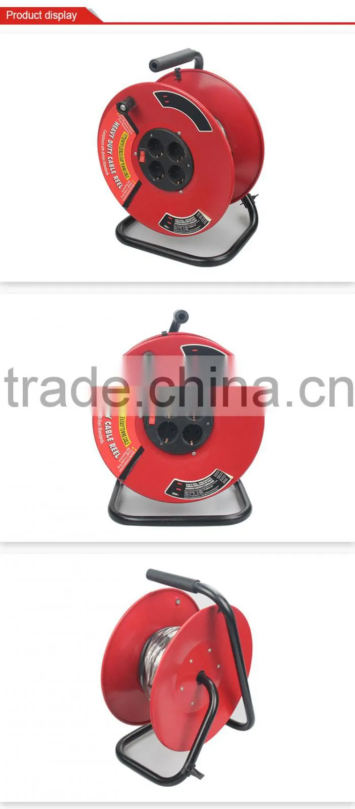 Germany type steel 4 sockets extension spring cable reel 25m 40m 50m
