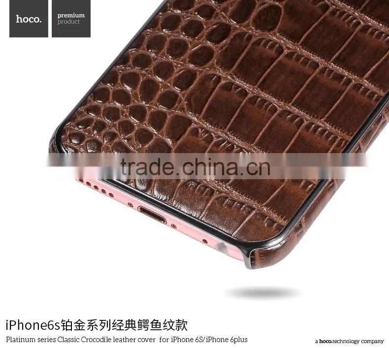 Classic Crocodile Leather Rubber Case for iPhone 6Plus HOCO Real Leather Cover Platinum Series Shell for iPhone 6s Plus MT-5810