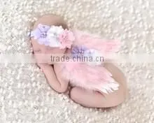 Newborn Baby Kids Pearl Diamond feather Headband Photo Props crystal Hair Band wh-1770