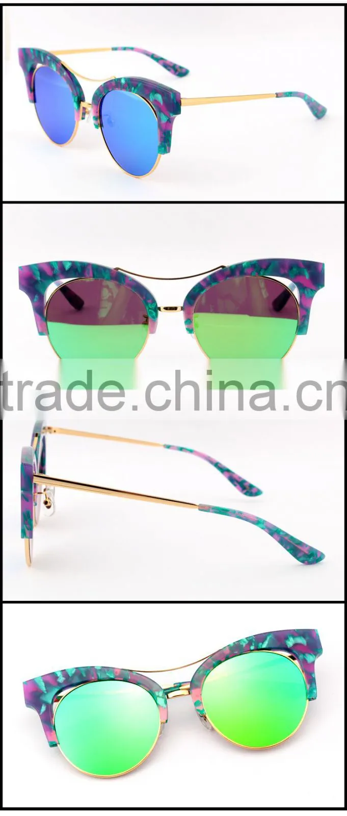 Latest Unique metal and acetate sunglasses made in china