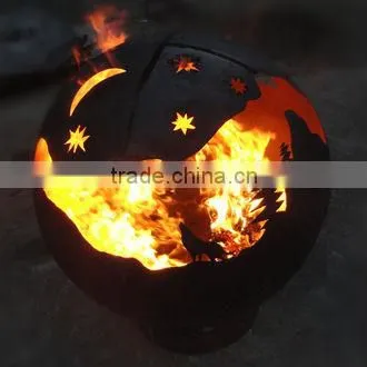 Outdoor large steel wood burning handcrafted firepit with high temrature painted