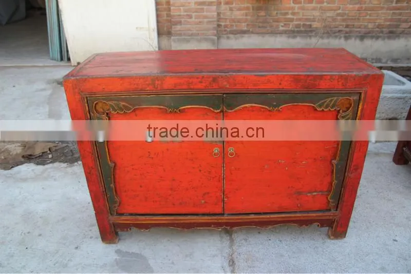 Chinese antique furniture red mongolia cabinet