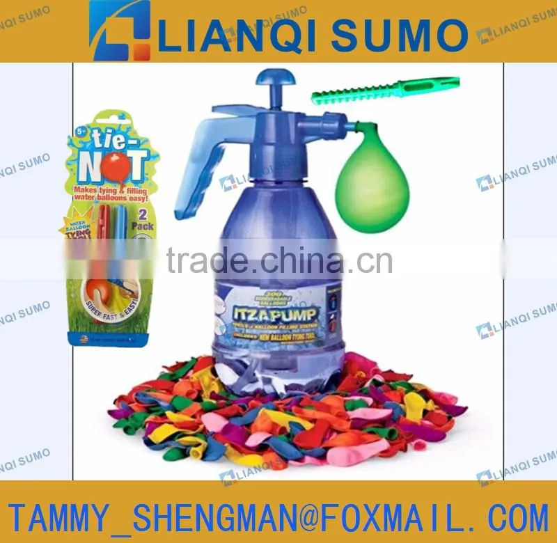 WATER BOMB TERM SET W/72 PCS WATER BALLOONS AND 2PCS SIMPLE WATER BALLOON TYING TOO and pump filler