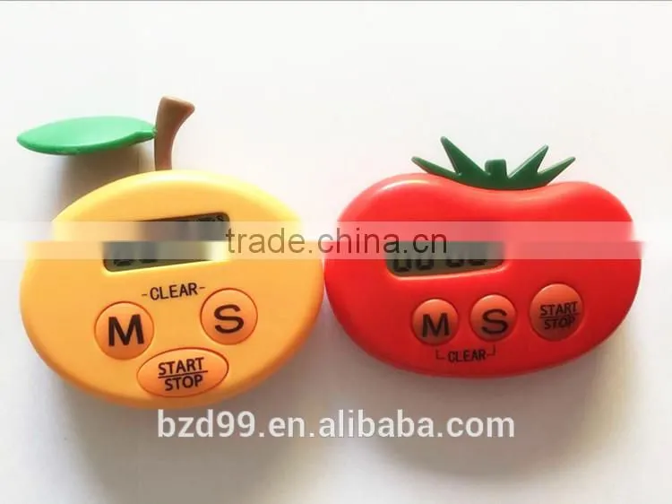 Funny Small Tomato Orange Fruit Digital Countdown Timer With Strang Magnet/ Count Up/down Household Necessary